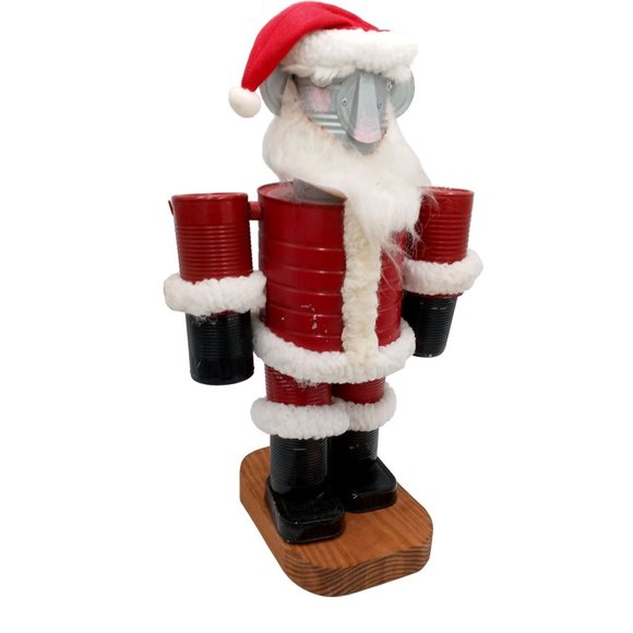 Christmas Folk Art Tin Man Santa Sculpture Wizard Of Oz Assemblage Robot Vintage - Picture 1 of 16